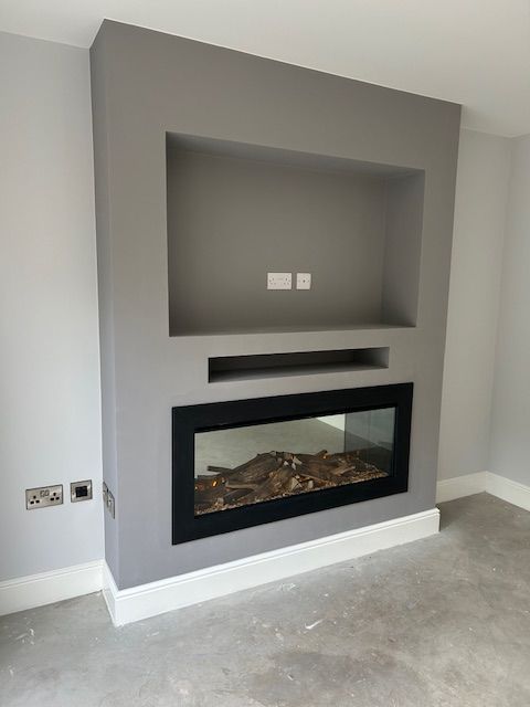 British Fires New Forest 1200 Media Wall Real Logs Electric Fire Flame Effect