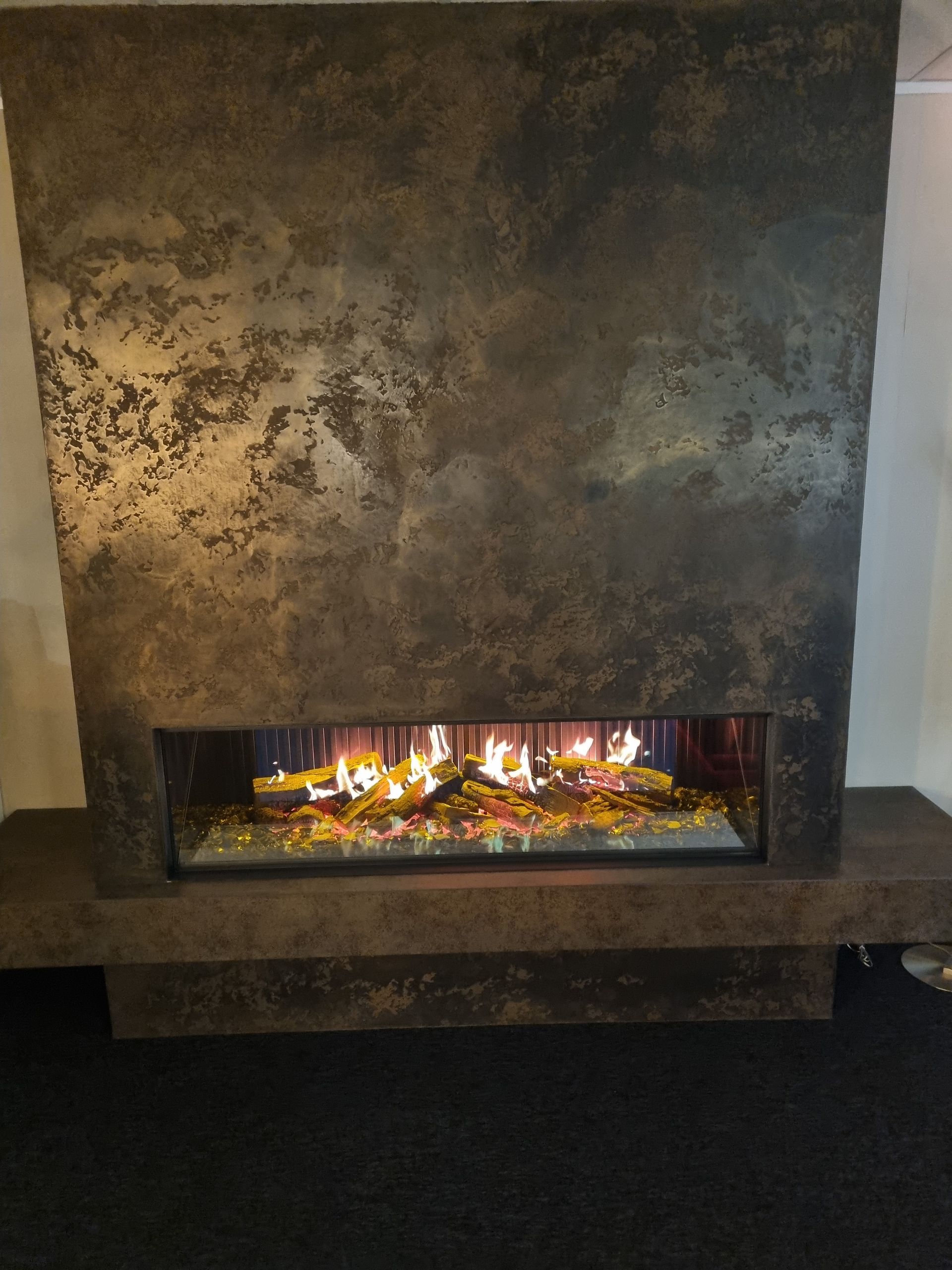 venetian plastering media wall. in our Alcester showroom