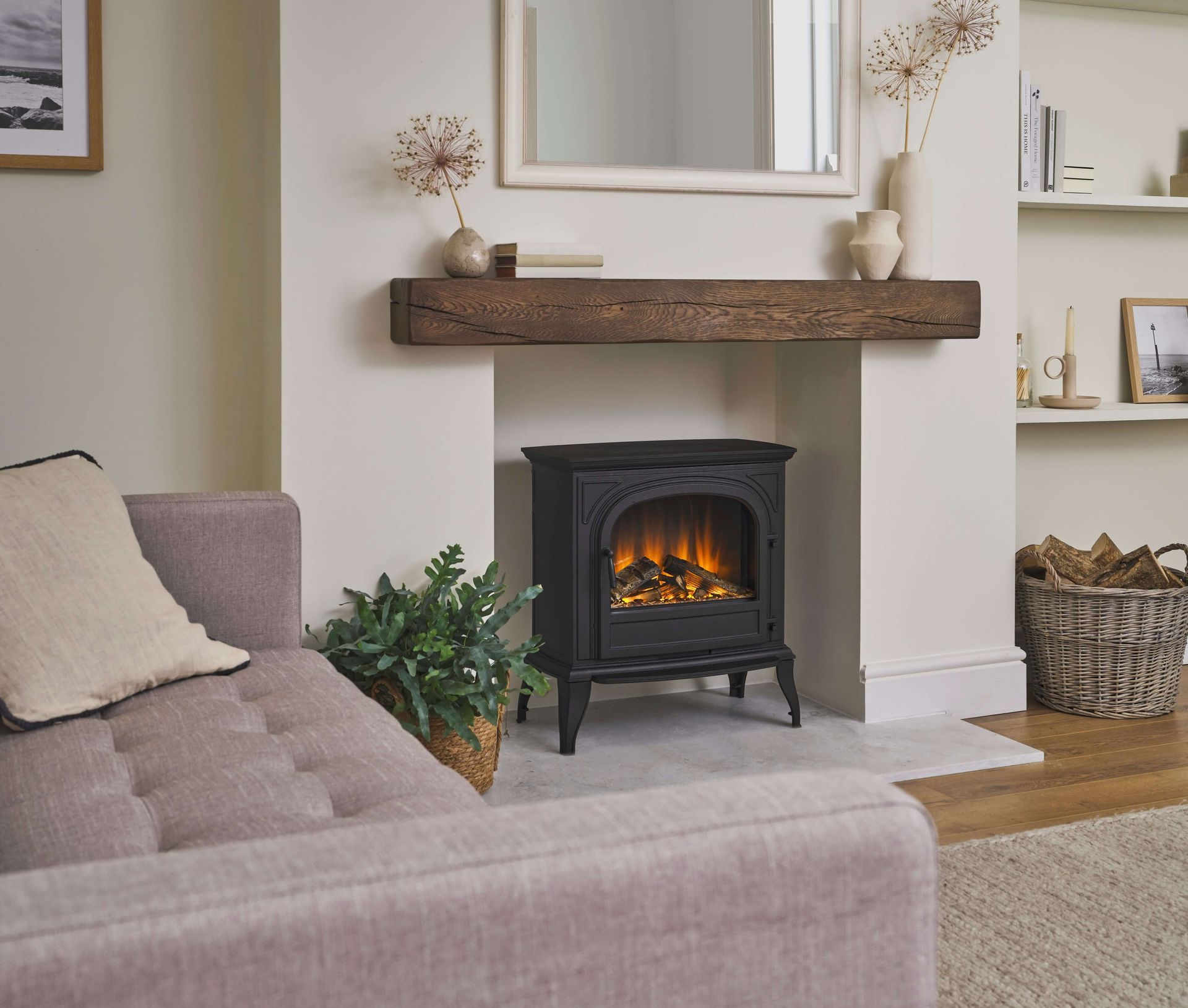 new forest 650sq shown in stone fireplace