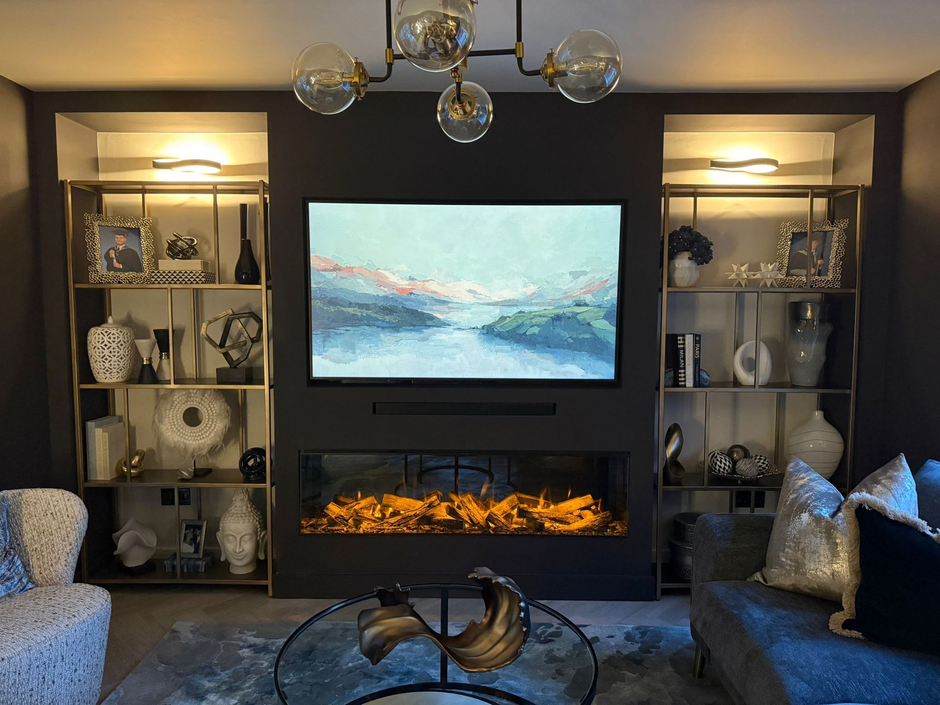 new forest 1600 electric fire in a media wall