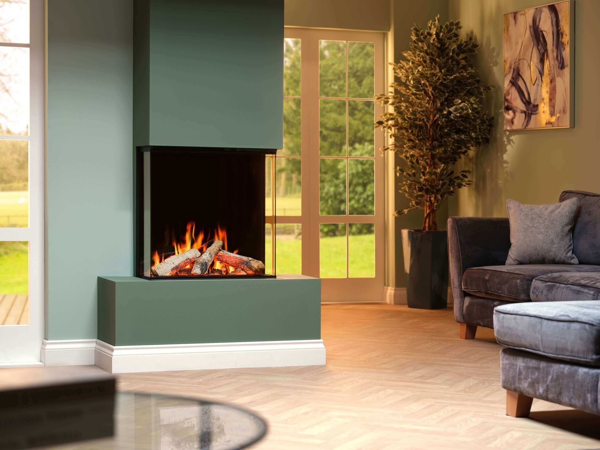charlton and jenrick luminosa 62 in green media wall three sided