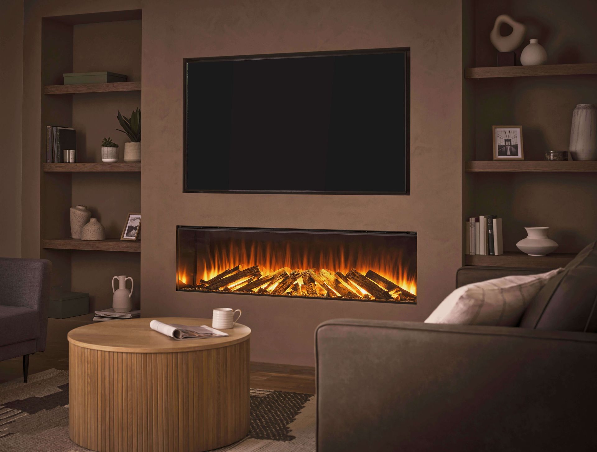 new forest 650sq shown in stone fireplace