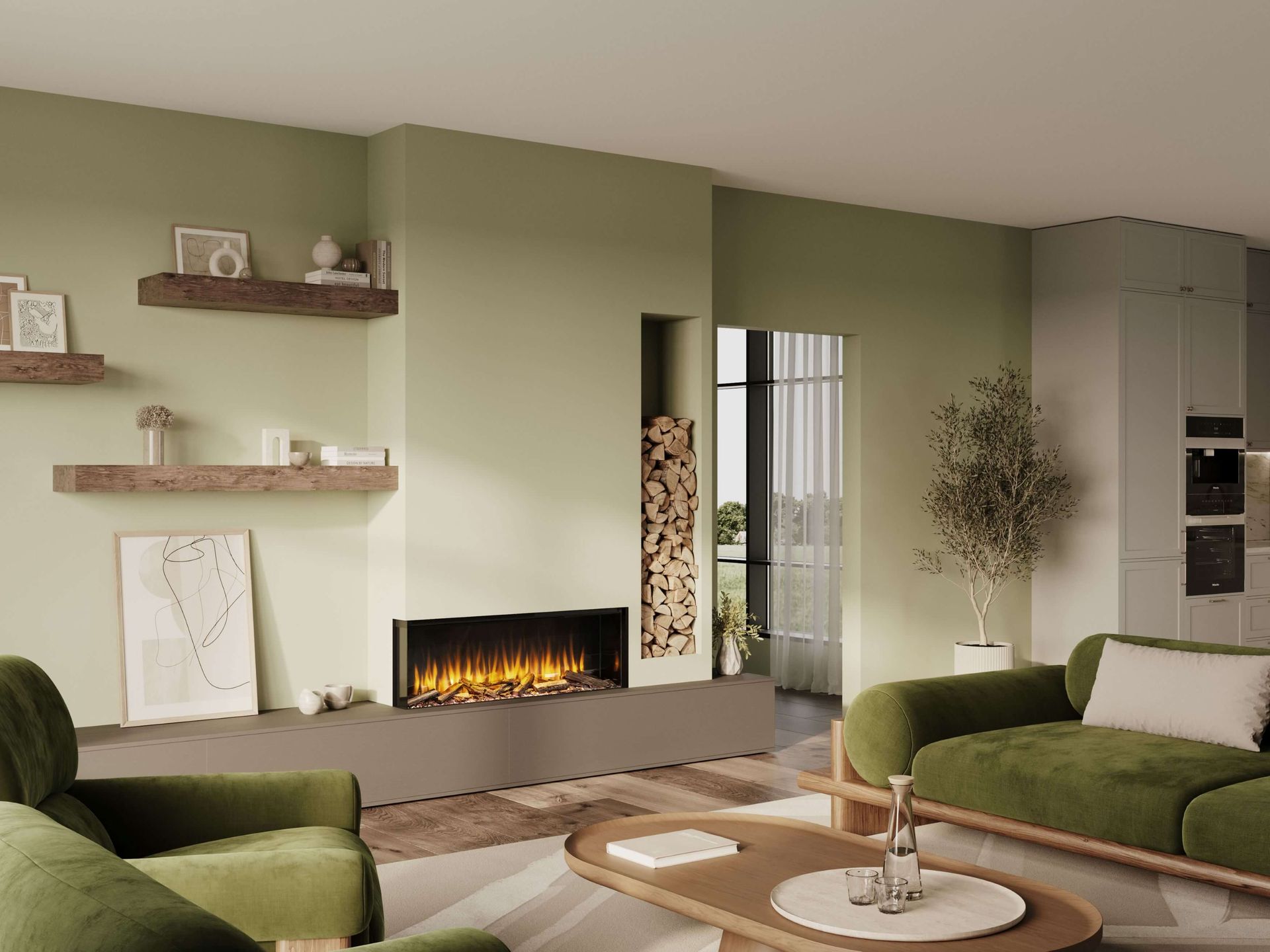 Charlton & Jenrick i1100e Slimline shown 2 sided in a feature wall