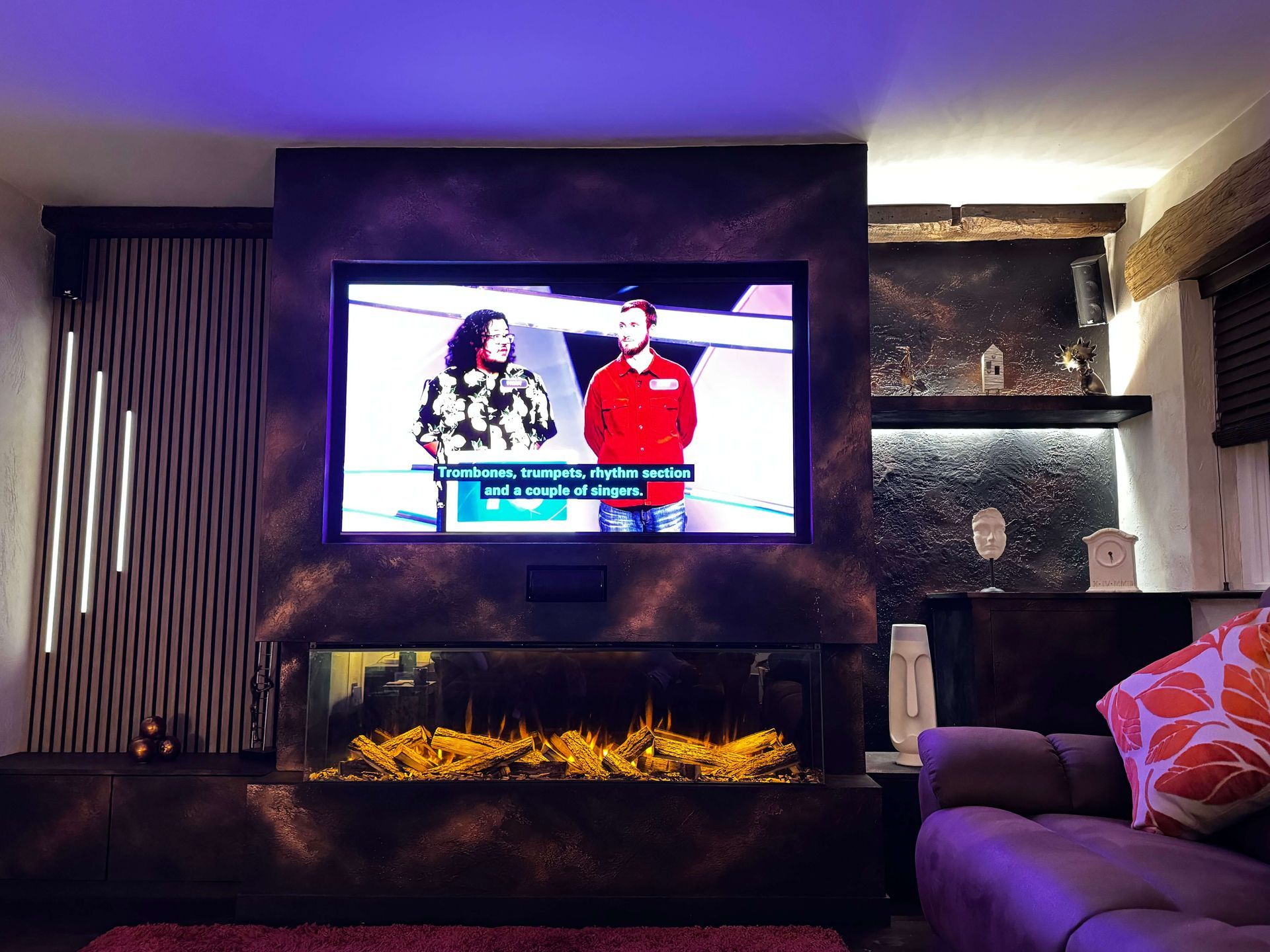 new forest 1600 electric fire with 65 inch tv above