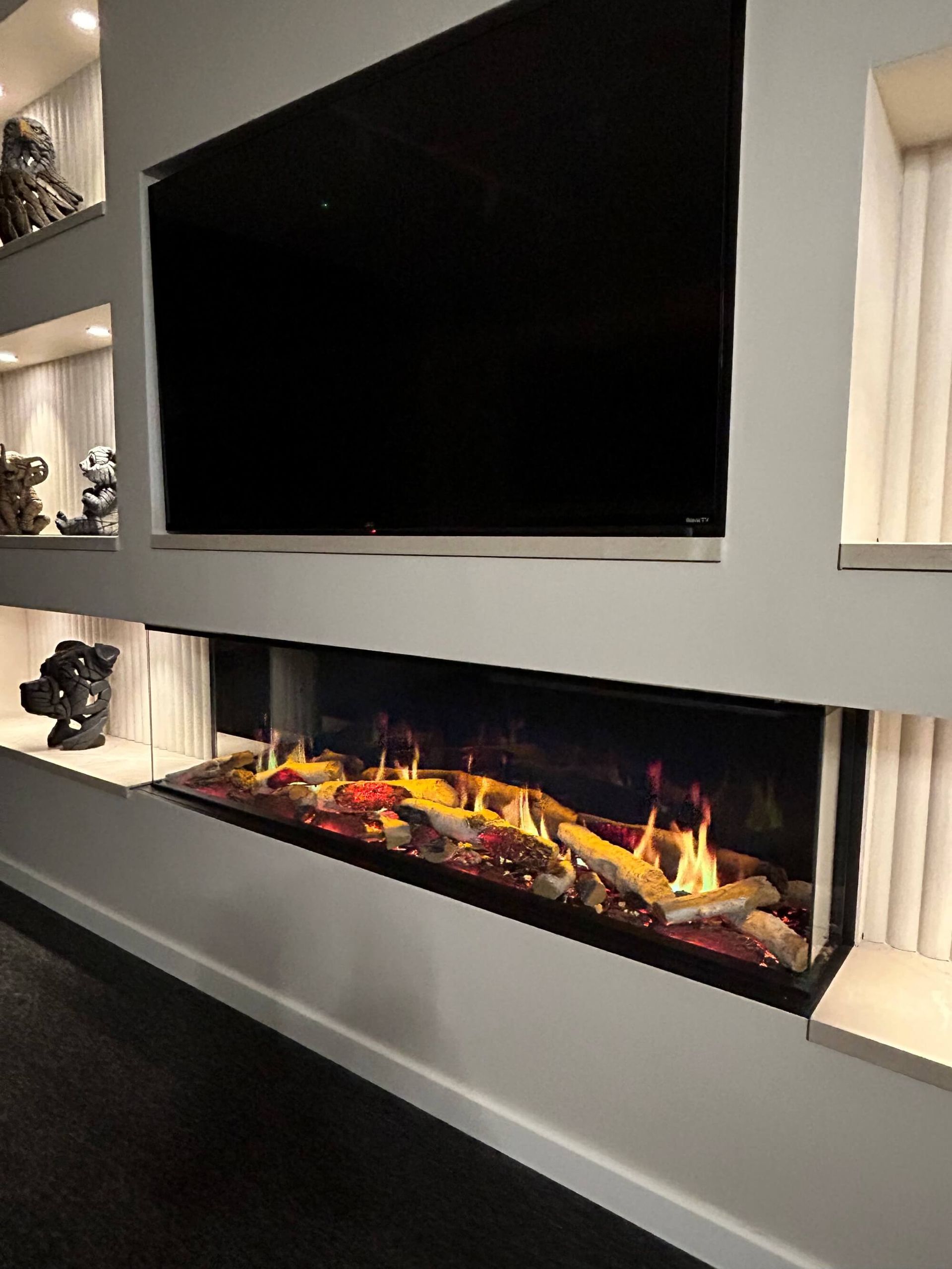luminosa electric fire on display at media wall fires warwickshire