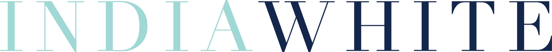 A close up of the word india white on a white background.