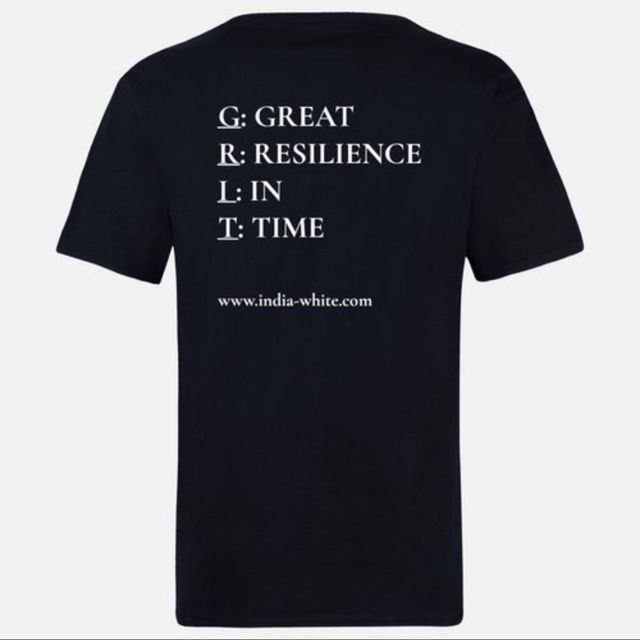 A black t-shirt with the words great resilience written on it
