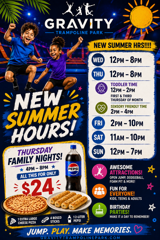 Indoor trampoline park with colorful trampolines and padding.
