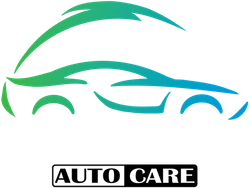 A logo for integrity auto care with a car on it