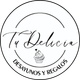 Un logotipo en blanco y negro para tu delicioso desayunos y regalos con un cupcake en el medio.