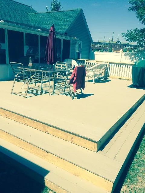 wood deck installation with steps 
