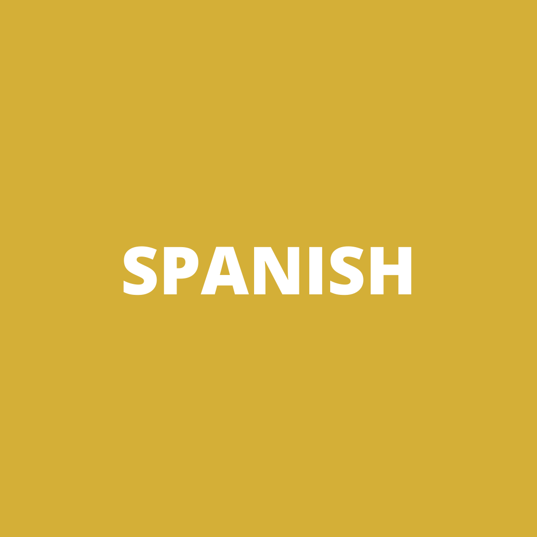 The word spanish is on a yellow background.