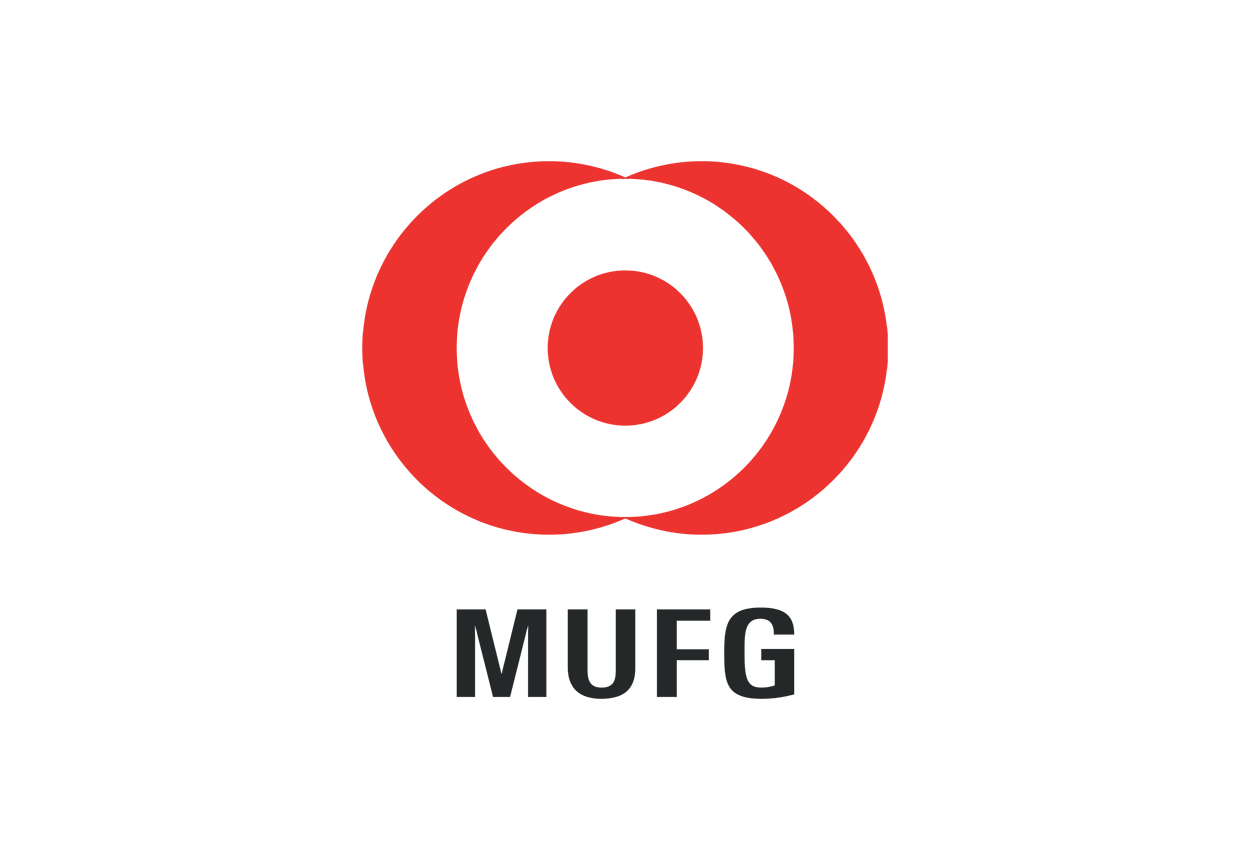 The mufg logo is a red circle with a white circle in the middle.