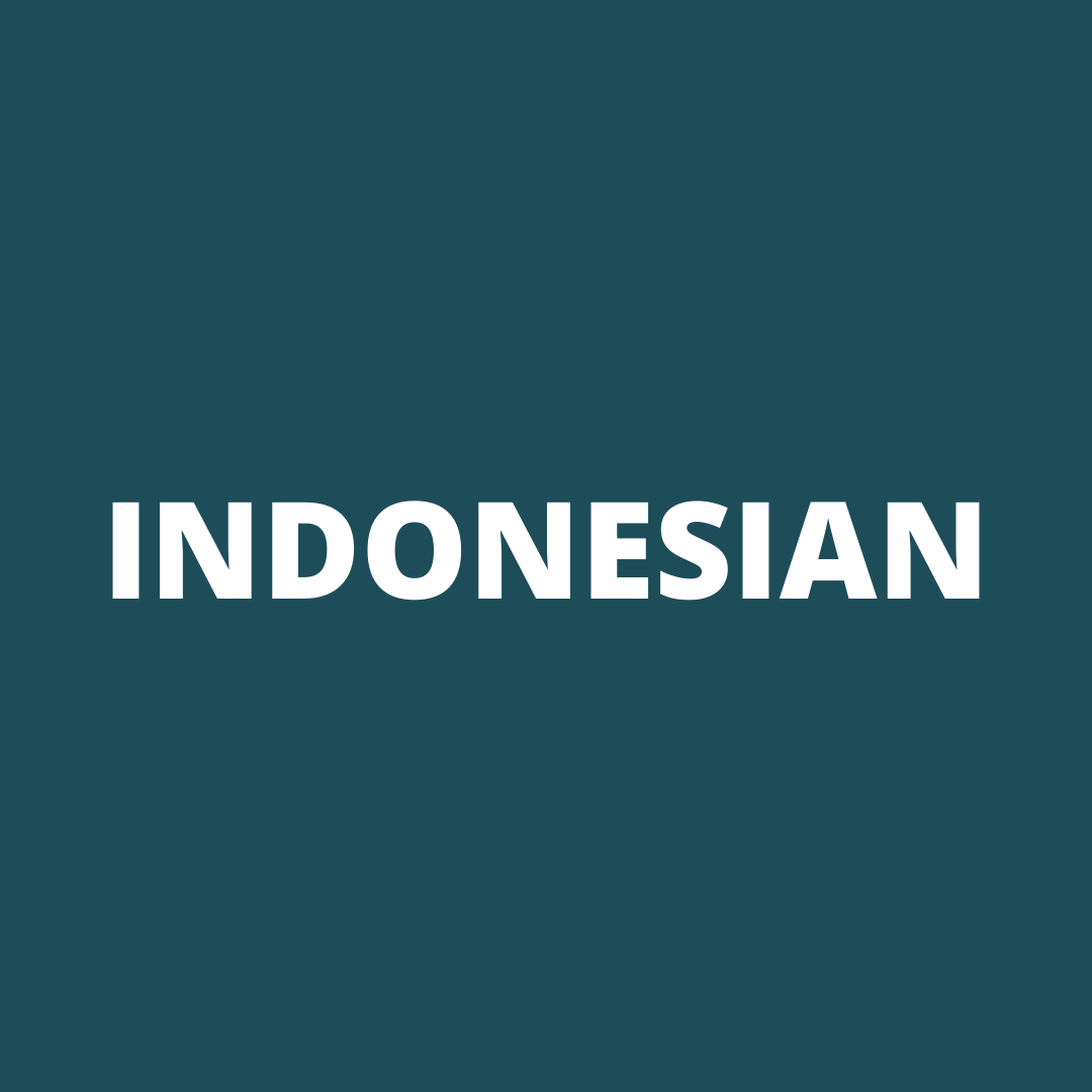The word indonesian is on a blue background.