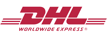 A red dhl worldwide express logo on a white background