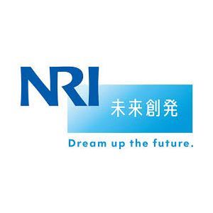The logo for nri is blue and white and says dream up the future.