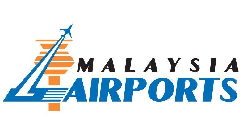 The malaysia airports logo is blue and orange