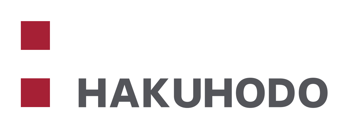 The hakuhodo logo is red and black on a white background.