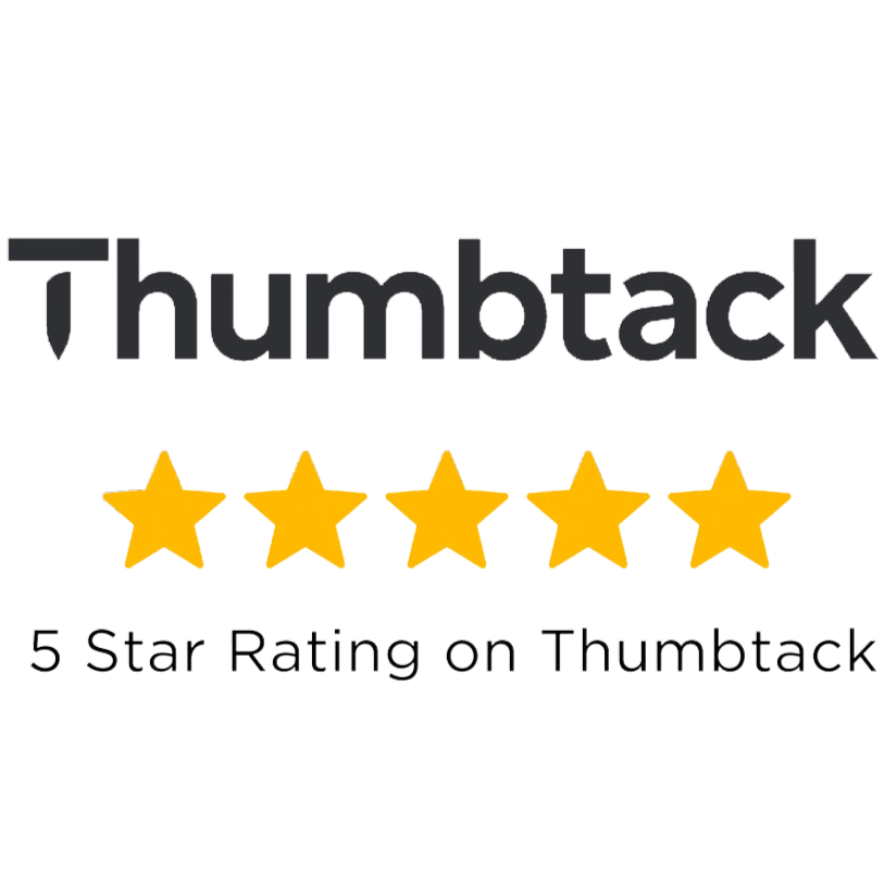 The logo for thumbtack is a five star rating on thumbtack.