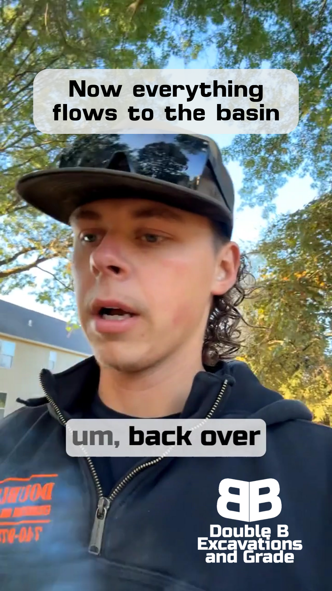 Man wearing hat talking; text overlays: 