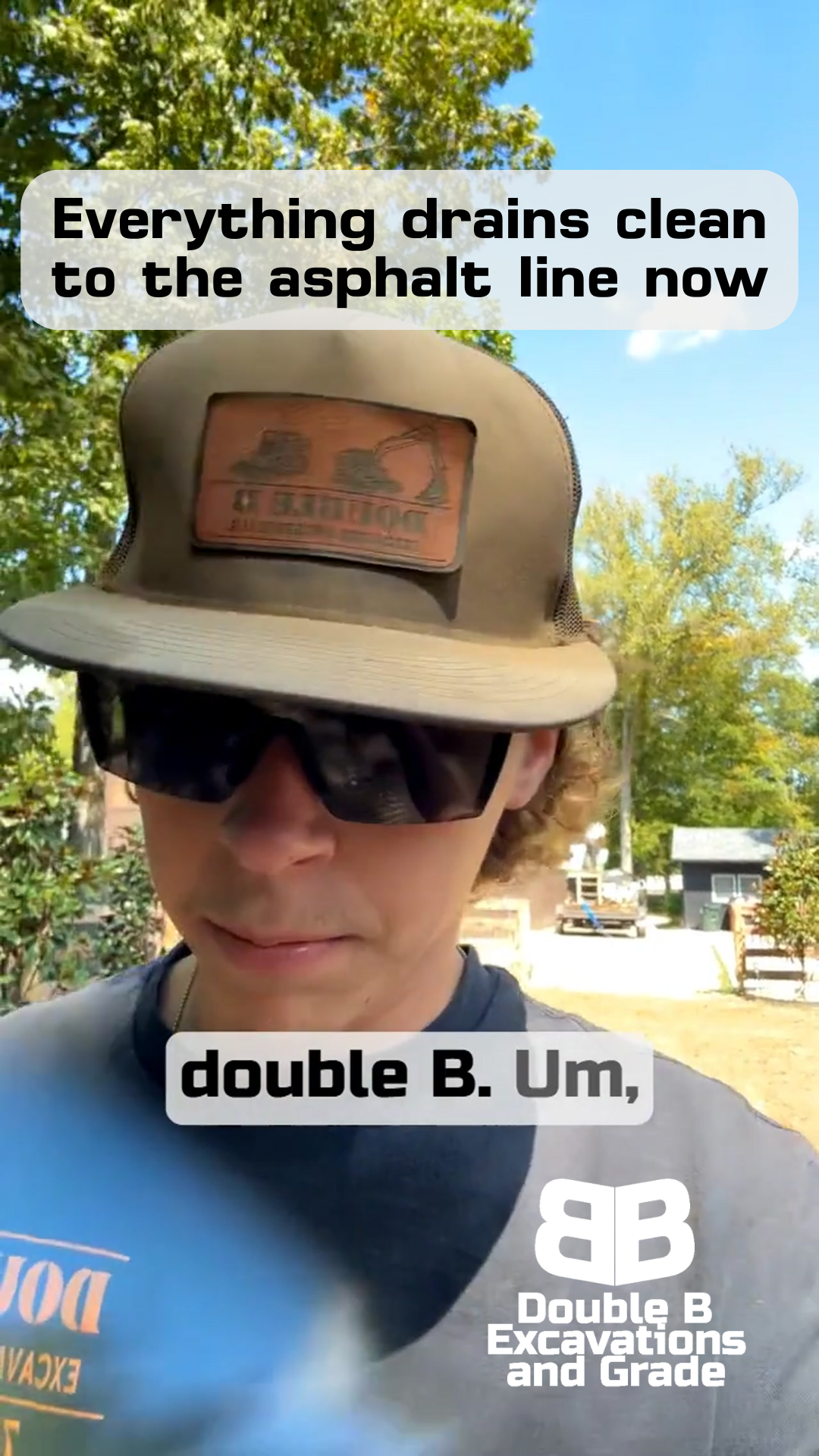 Man wearing a cap and sunglasses, text on screen: