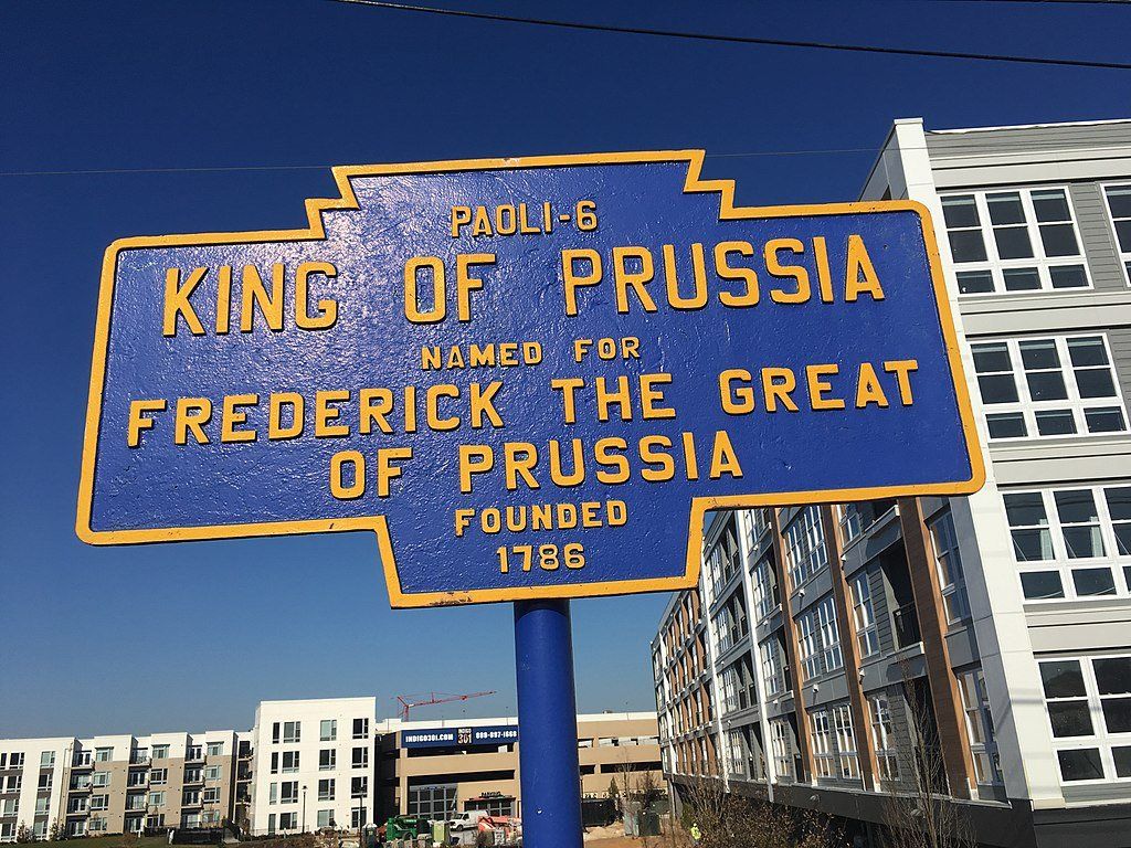 Keystone Marker for King of Prussia, Pennsylvania, located at Swedesford Road and Guthrie Road
