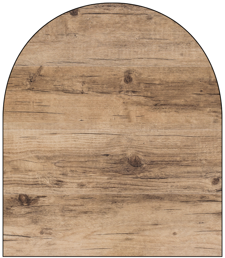 A piece of wood with a curved edge on a white background.