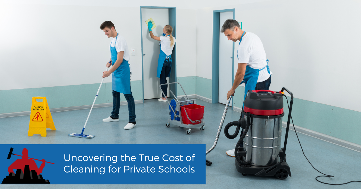 janitors cleaning the school corridor