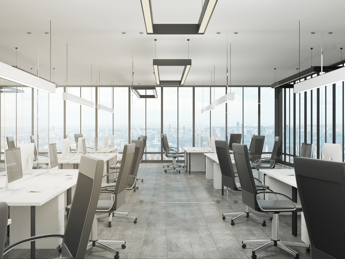 clean office interior with office tables and chairs