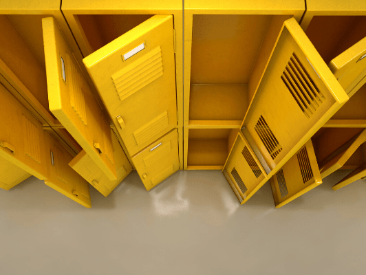 a photo of yellow lockers