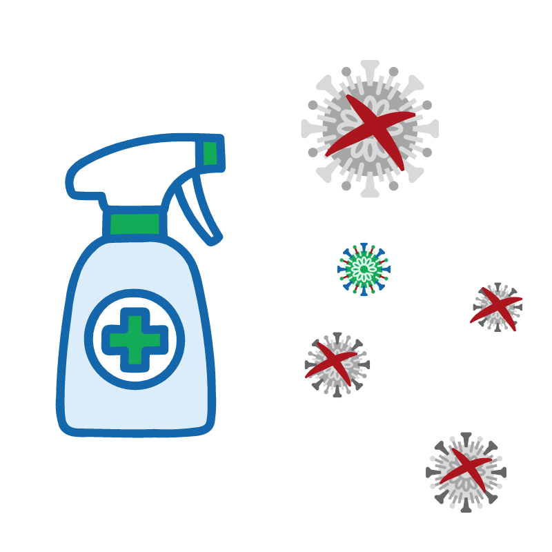 Graphic representing disinfection to kill contaminants