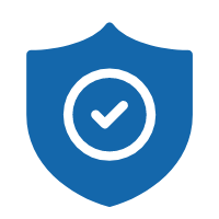Graphic of a blue shield representing client safety