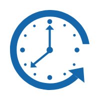 Graphic of a clock representing time savings