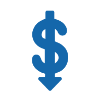 Graphic of a dollar sign representing cost efficiency