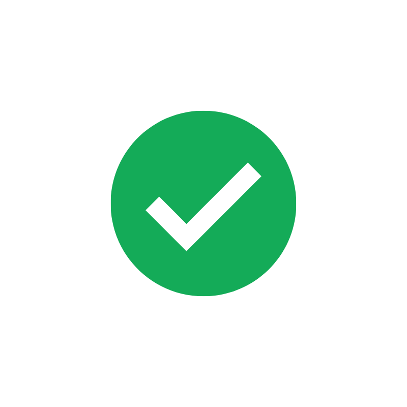 Green circle with checkmark to indicate sanitization