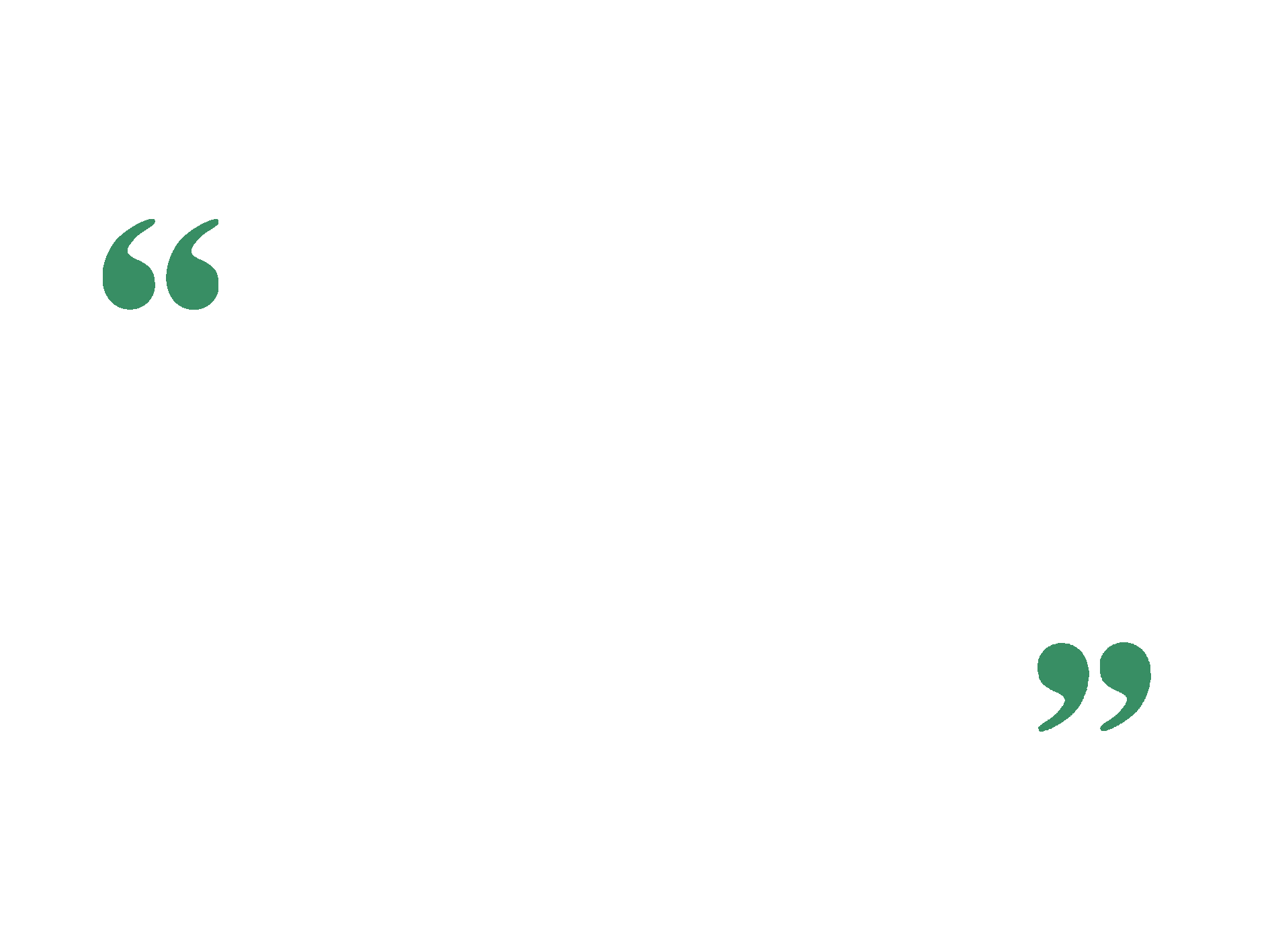 Two green quotation marks on a white background.