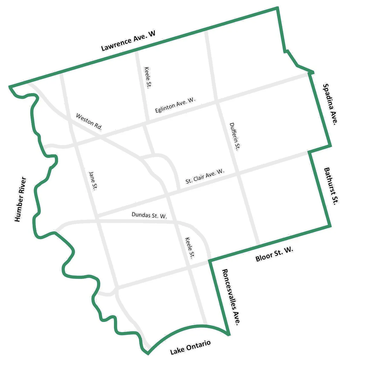 A map of a city with a green line going through it