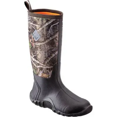 Brown and camouflage hunting boot.