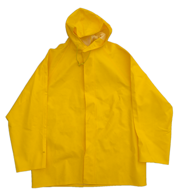 Yellow hooded raincoat.