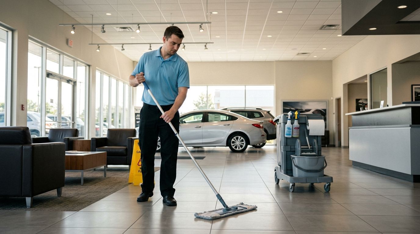 Auto showroom floor cleaning and maintenance services in Apple Valley, MN