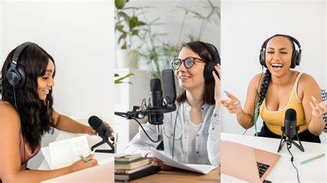 Three women are sitting at a table with microphones and headphones.