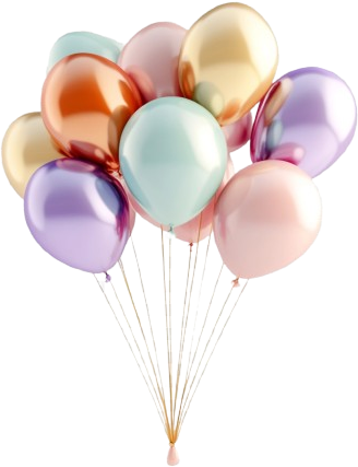 Bunch of colorful metallic balloons tied together.