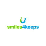 Logo for "smiles4keeps" with a smiling face and text.