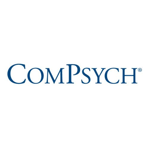 The compsych logo is blue and white on a white background.