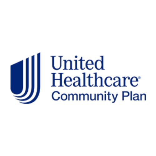 The united healthcare community plan logo is blue and white.