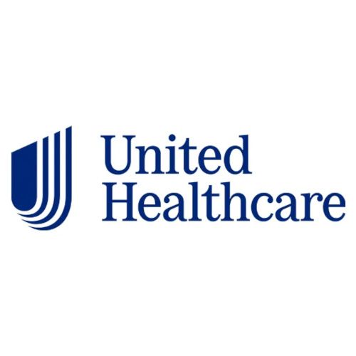The logo for united healthcare is blue and white.