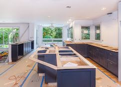 A kitchen is being remodeled in a house.