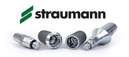 Straumann logo with dental implants.