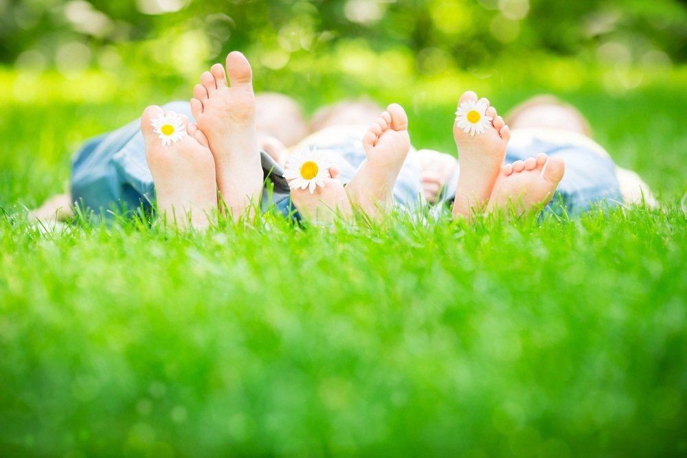 feet with flowers