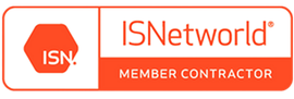 An orange and white isnetworld member contractor logo